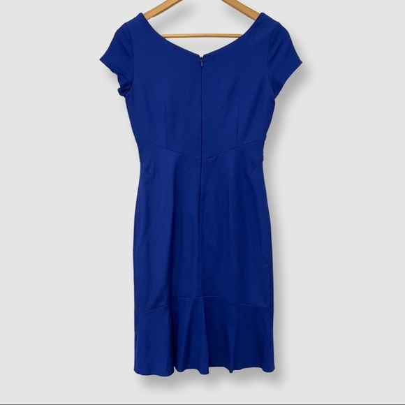 REISS Augustini Fold Neck Blue Knee Length Dress US4 NWT ($340) - Picture 3 of 6